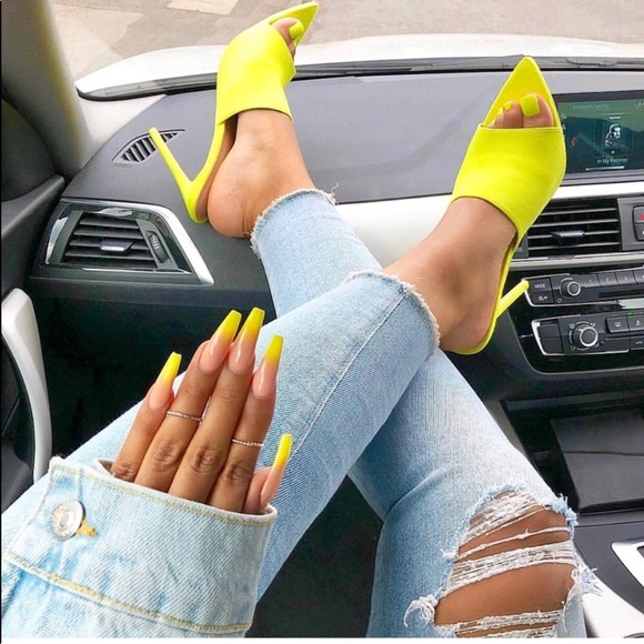 Fashion Nova Shoes - Lime green pointed toe mules 